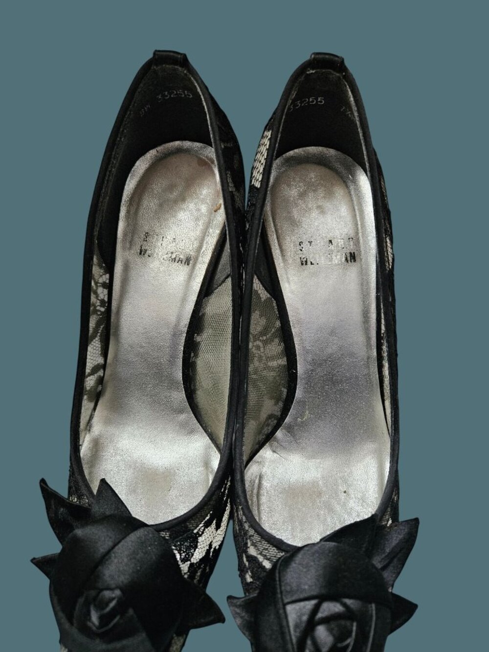 Stuart Weitzman Black Lace Goth Heels Shoes Women Size 7.5 M - Picture 9 of 13